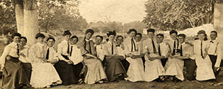 Large group shot of men and women at Chevy Chase Lake