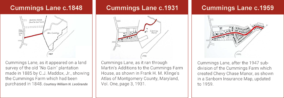 Maps of Cummings Lane c.1885 to 1947