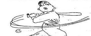 Cartoon of a baseball player at bat from the Thornapple Street News c. 1932