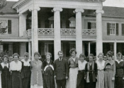 President Farrington with students, 1918 Chevy Chase (Yearbook). CCHS 500.05.02